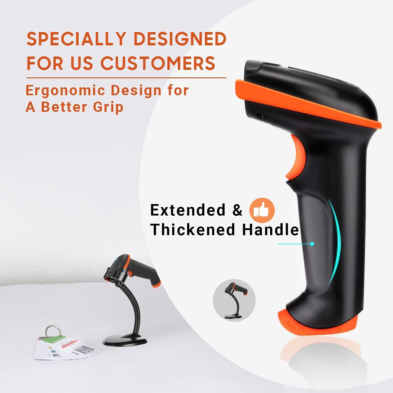 Tera Barcode Scanner Wireless 1D Laser Cordless Barcode Reader with Battery Level Indicator. (LNC)