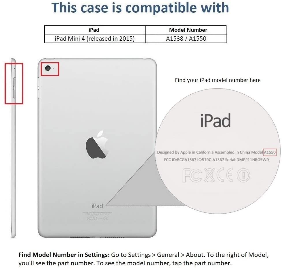 TIMOVO Case for iPad Mini 4 (2015 Model Mini 4th Generation) - BLACK - e4cents