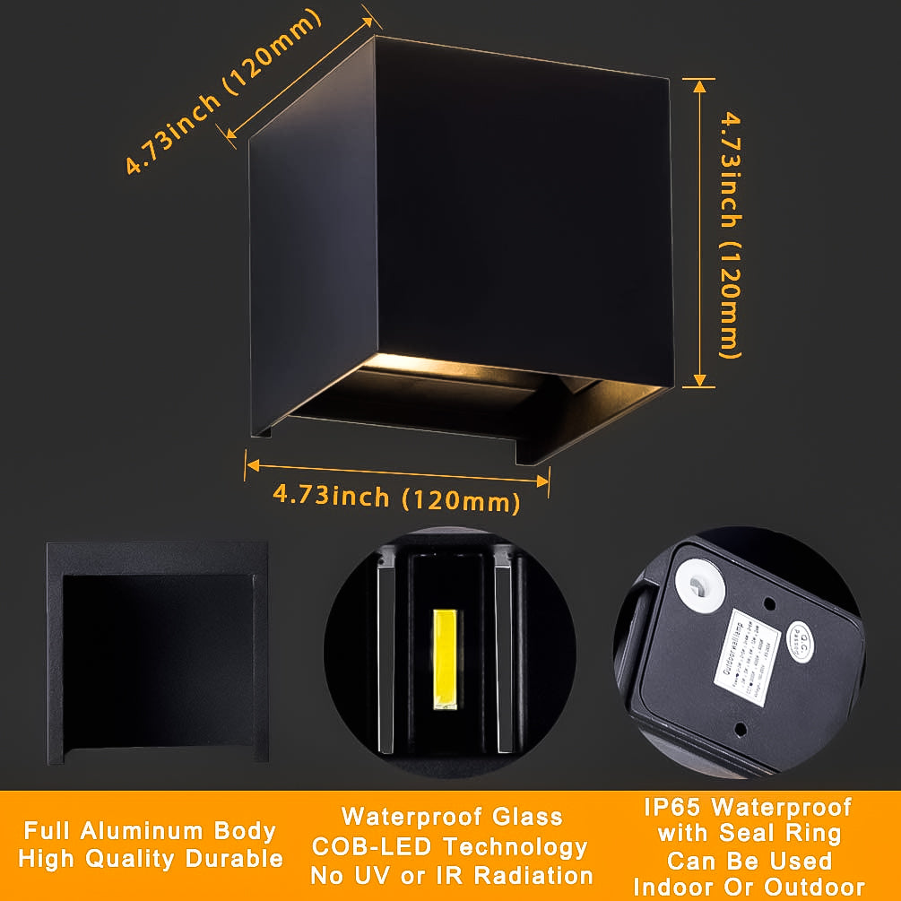 LEDMO Aluminum Waterproof Outdoor/Indoor Wall Lamp, 6W 100-277V 3000K Angle-Adjustment