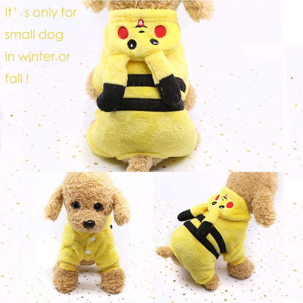 Cute Soft Dog Costume Flannel Dog Coat Picachu Lovely Warm Dog Clothes for Winter. - e4cents