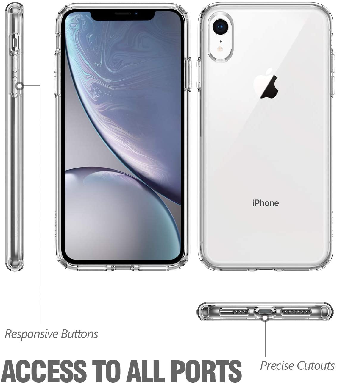 iPhone XR Clear Case, Poetic Lumos Flexible Soft Transparent Ultra-Thin Impact Resistant TPU Case for Apple iPhone XR 6.1" LCD Display - Crystal Clear - e4cents