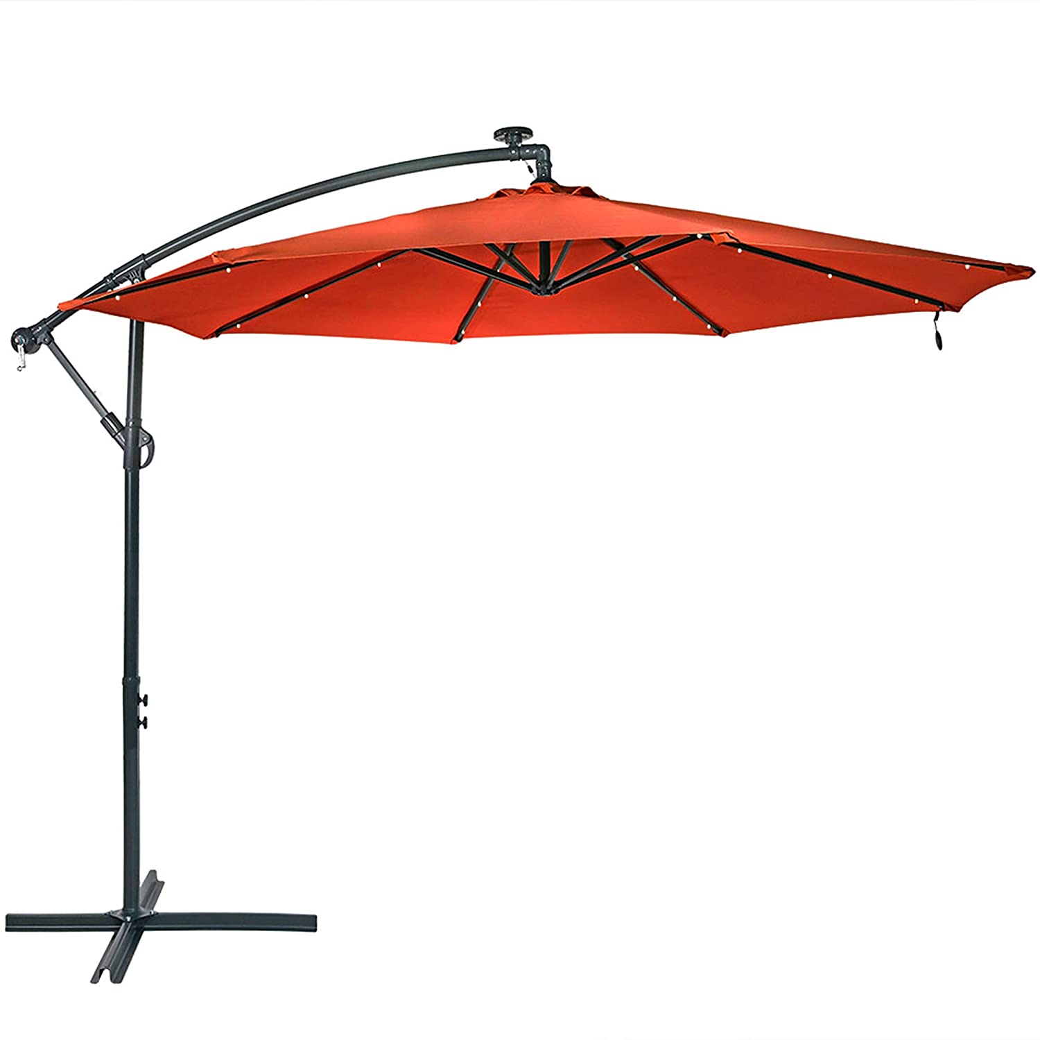 Sunnydaze Steel 10-Foot Offset Solar LED Patio Umbrella with Cantilever.(NC)