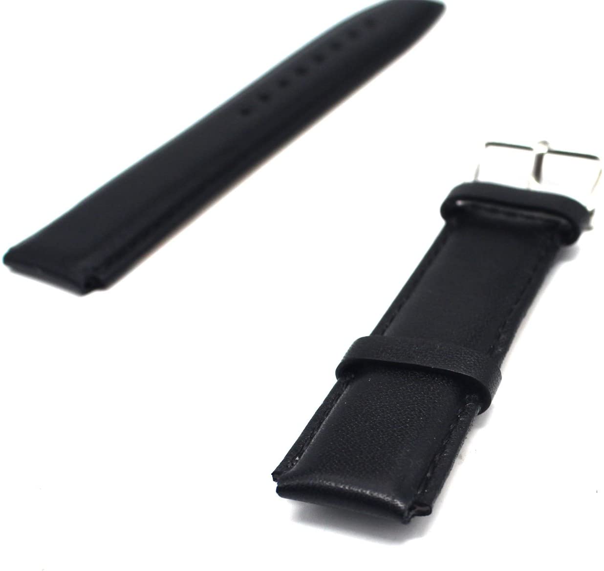 Fullmosa 18mm Replacement Genuine Leather Watch Band - BLACK - e4cents