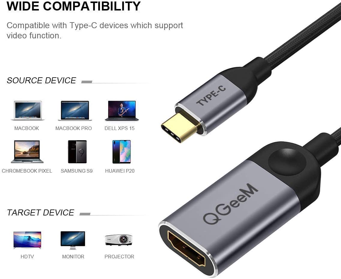 QGeeM USB C to HDMI Adapter 4K Cable  -  (NC)