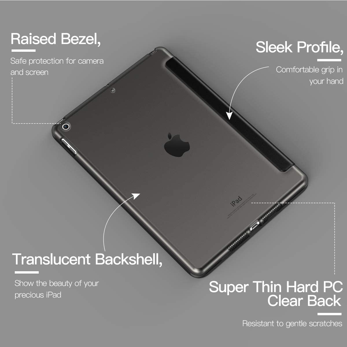 iPad Pro 10.5 Case, iPad Air 3rd Generation 10.5 inch 2019 Case, Ultra Slim Premium Leather Cover, Auto Sleep/Wake Full Body  Smart Case, - Black. - e4cents