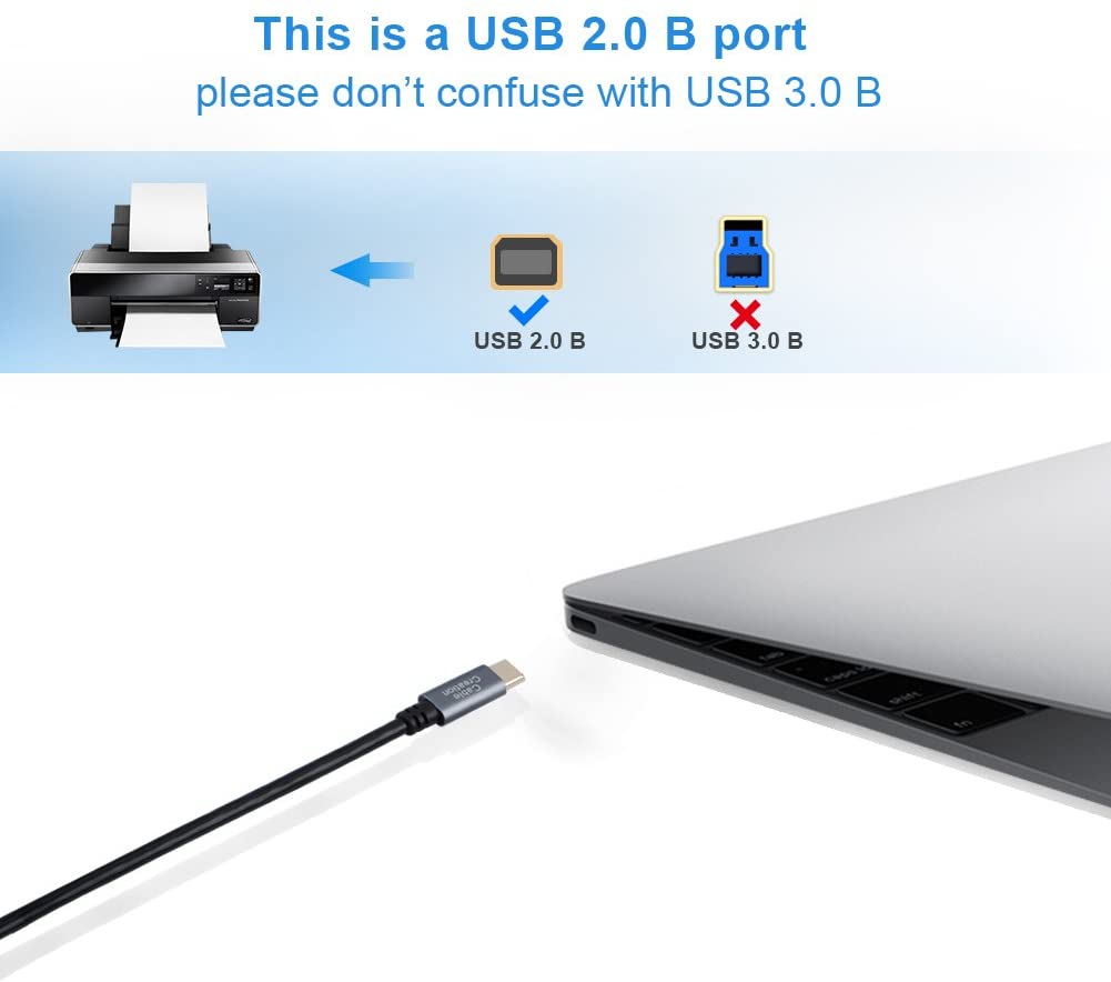 USB-C to USB 2.0 B, CableCreation 10ft Type C Printer & Scanner Cable. - e4cents