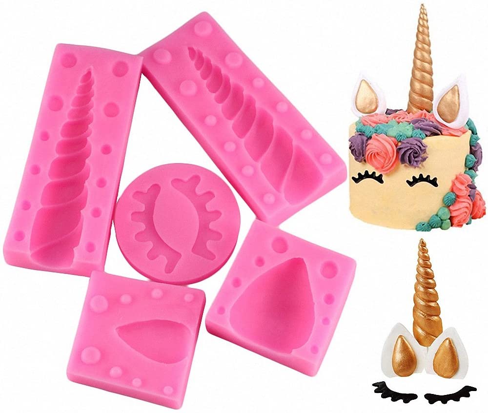 FREE - Small Size Unicorn Cake Topper Decoration Molds Set- MoldFun 3D Horn Ears Eyelashes. - e4cents