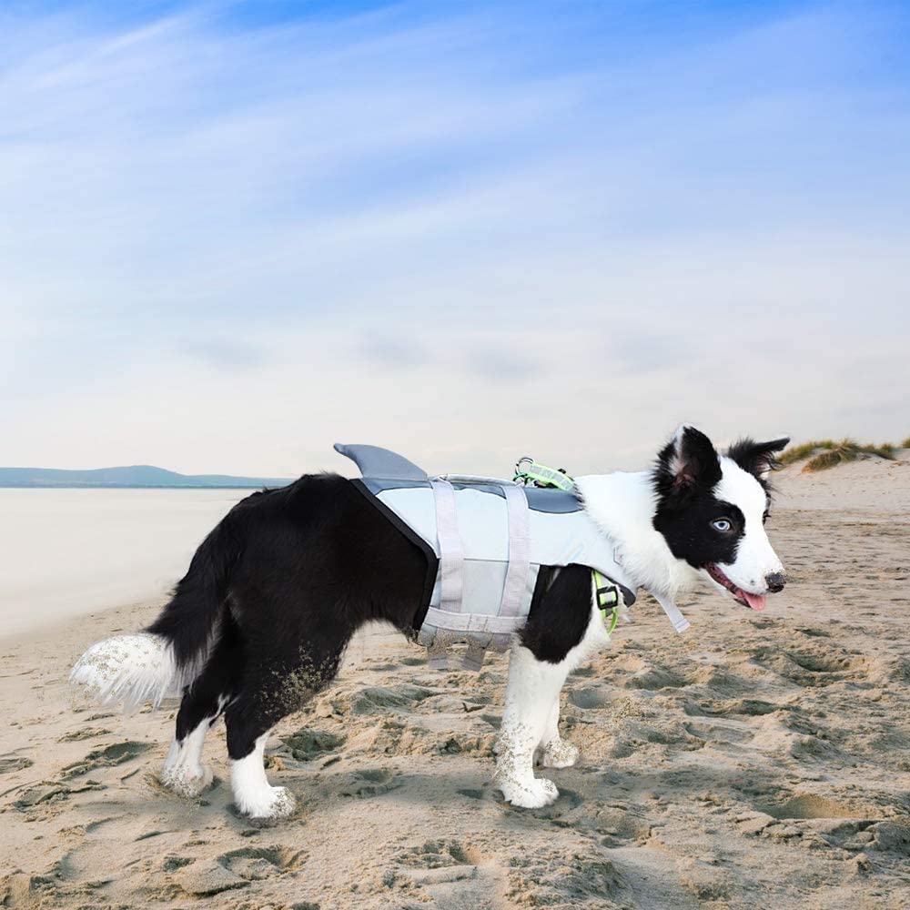 Dog Swimming Vest, Adjustable Dog Life Vest Saver Swimsuit Shark Style Pet Life Preserver Floatation Vest Doggy Life Coat Jacket for Small Medium Large Dogs - e4cents