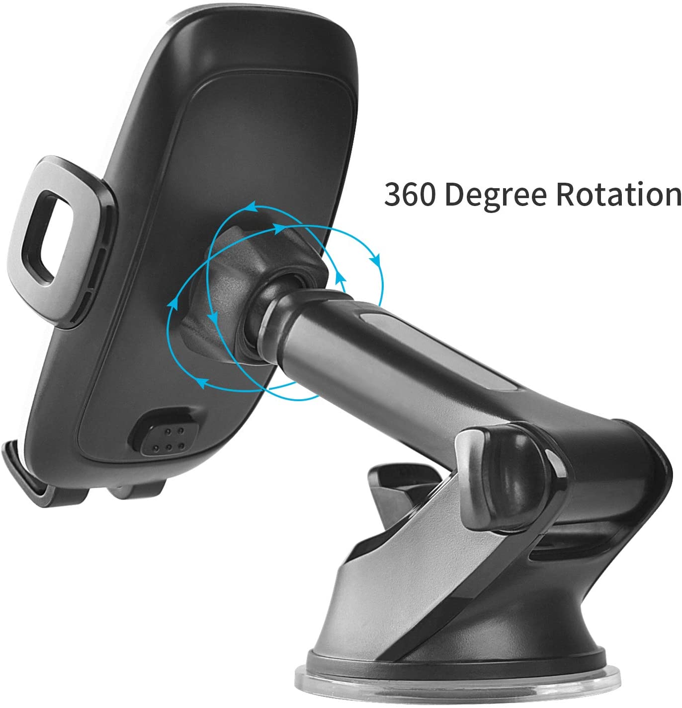 Suction Cup Phone Mount with Three-Side Protections and Adjustable Telescopic Arm [Quick One Hand Extension] - e4cents