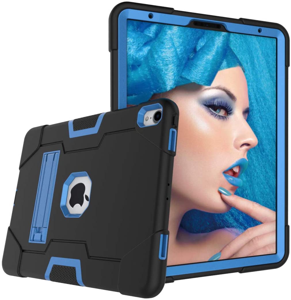 Heavy Duty Rugged Stand Cover Shockproof Anti-Slip Anti-Scratch Full-Body Protective Cases for iPad Pro 11 Inch 2018/iPad Air 4 2020 10.9,Dark Blue/Blue - e4cents