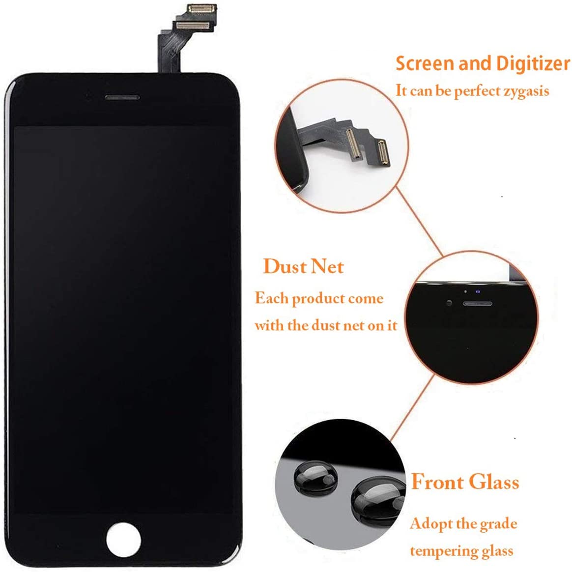 iPhone 6 Touch LCD Screen and Digitizer Replacement with Repair Tool Kit+Sreen Protector 4.7"-Black - e4cents