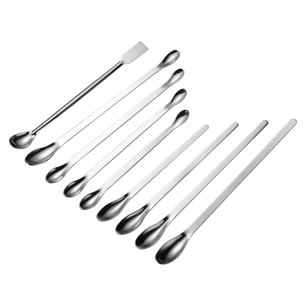 Lab Spatula,9 in 1 Stainless Steel Sampling Spoons Laboratory Scoops - Lab Mixing Spatulas,Length 16/18/20/22CM - e4cents