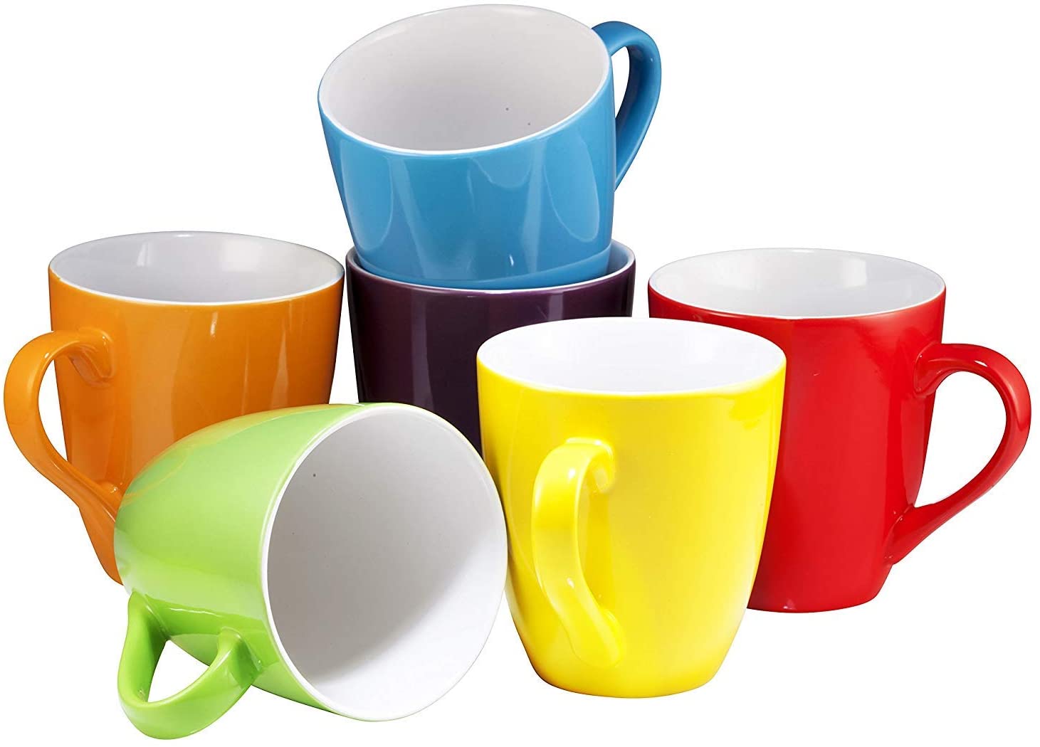 Coffee Mug Set Set of 6 Large-Sized 16 Ounce Ceramic Coffee Mugs Restaurant Coffee Mugs by Bruntmor (Multi-Color) - e4cents
