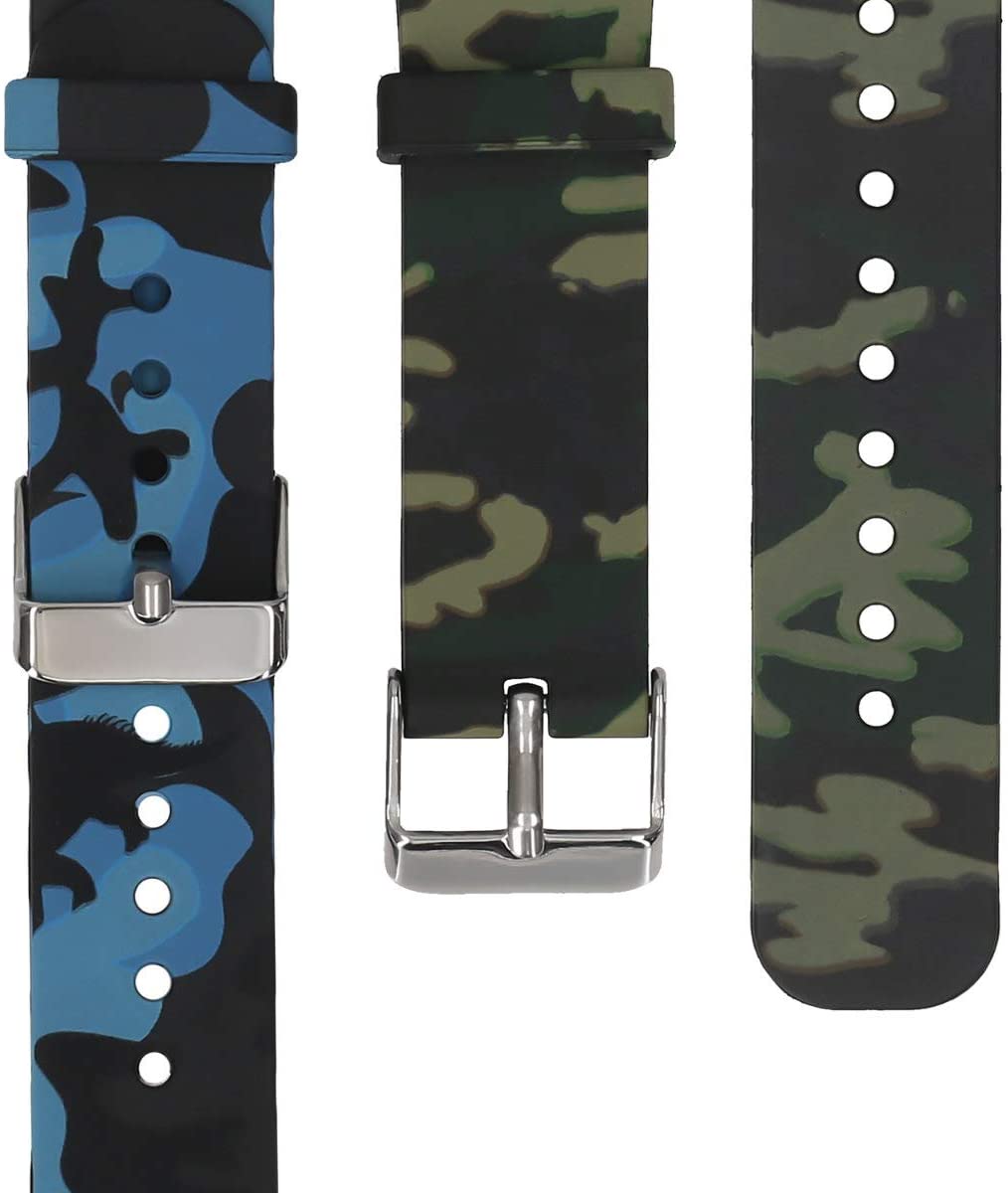 kwmobile Silicone Watch Strap Compatible with Samsung Gear Fit2 / Gear Fit 2 Pro - 2X Band - Camouflage Black/Light Green/Dark Green - e4cents