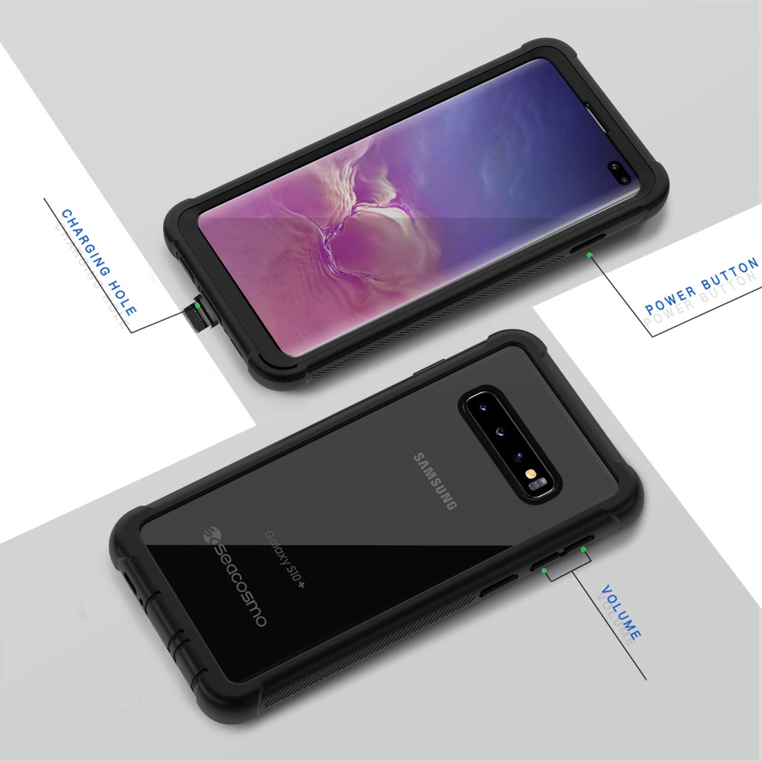 Seacosmo Full Body Clear Bumper Case Shockproof Protective Cove Samsung S10 / S10+ - e4cents
