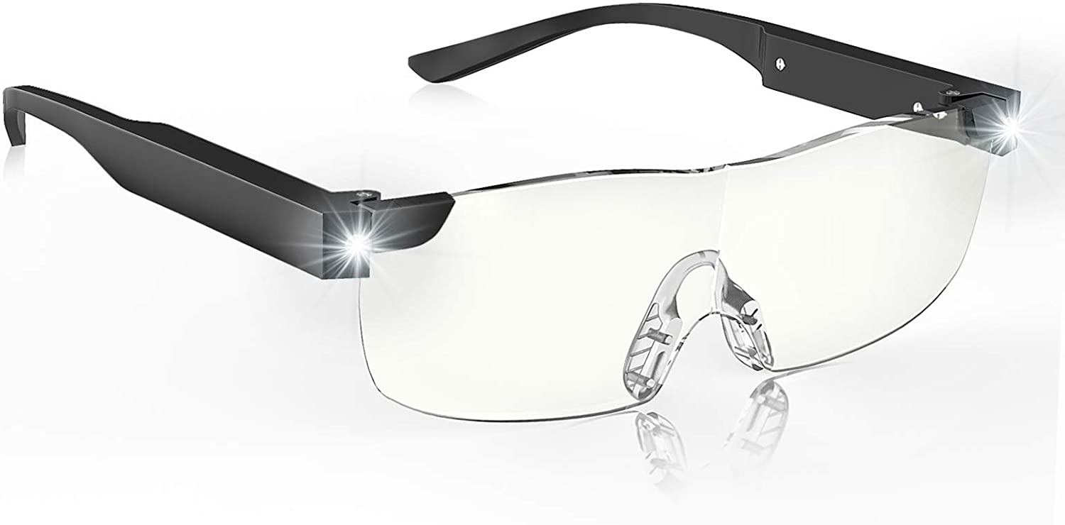Magnifying Glasses with Light, 200% Magnifying Lighted Eyeglasses, Rechargeable LED Lights - e4cents