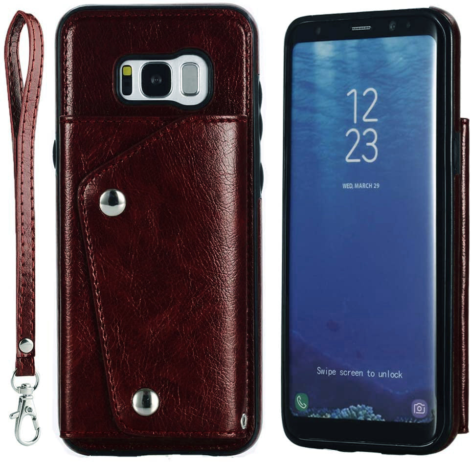 Galaxy S8 Plus/S8+ Case,Wallet - Dark Brown. - e4cents