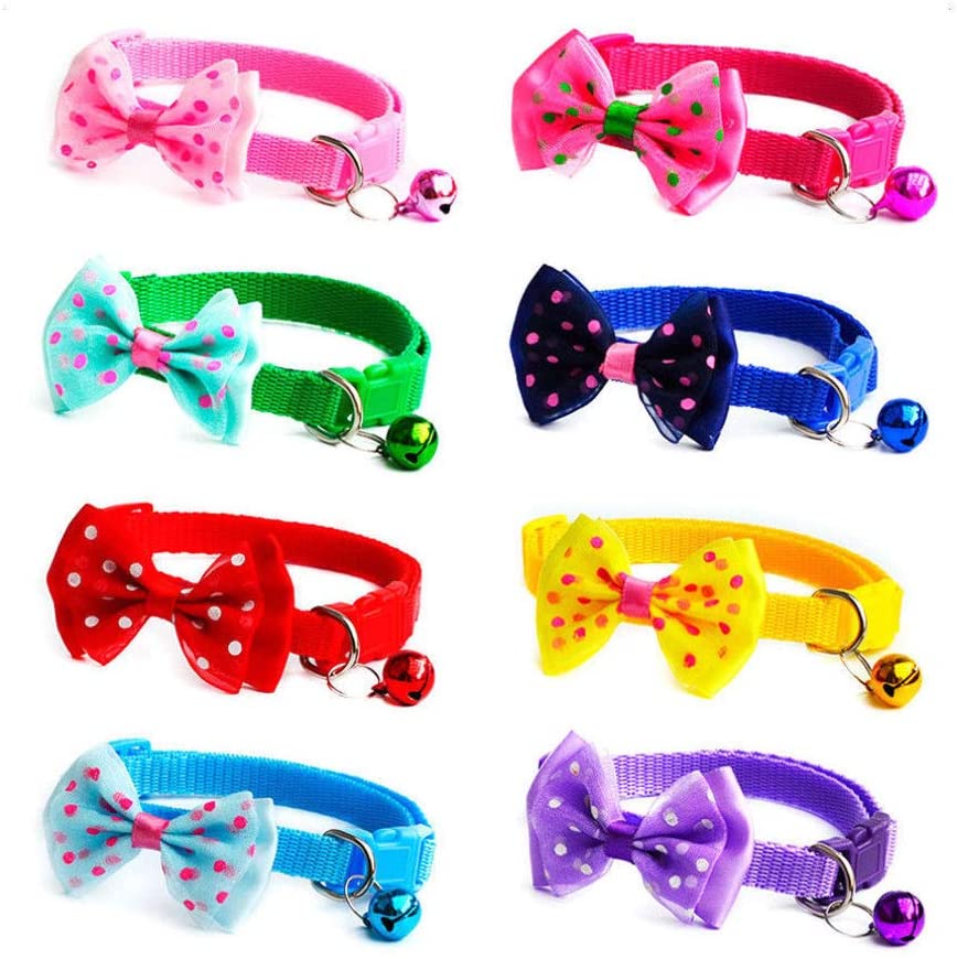 Set of 10 Cat Collar , Cat Collar with Bow for Cats (no bell). - e4cents
