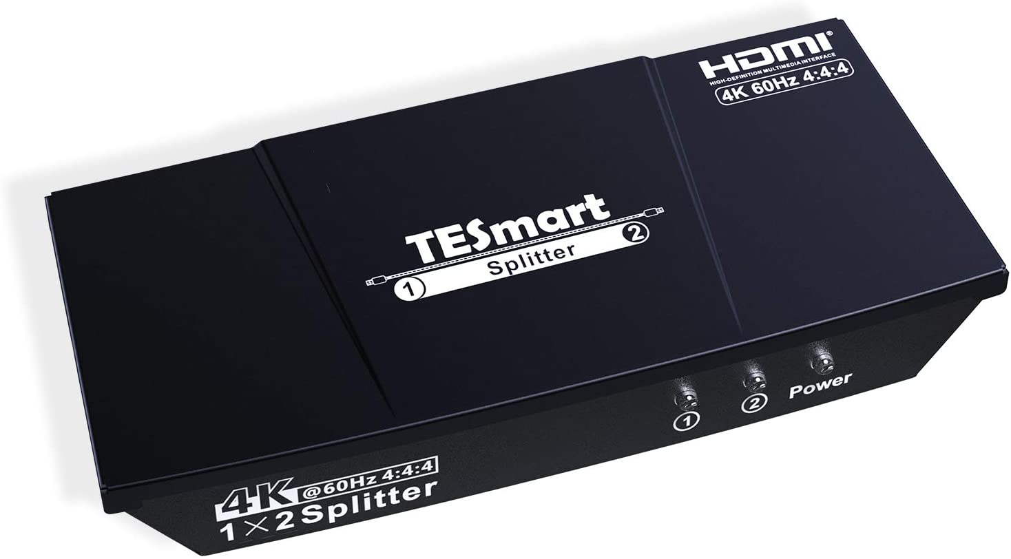 4K HDMI Splitter 1 in 2 Out, TESmart 2 Way HDMI Splitter Dual Monitor Support 4K@60hz, HDR10, HDCP 2.2  (NC)