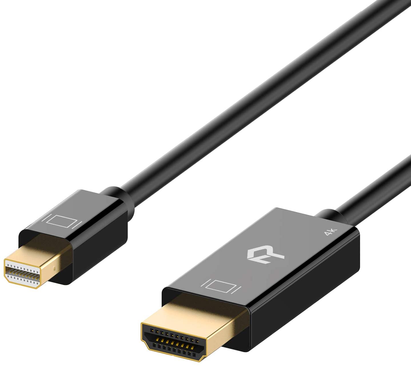 Rankie Mini DisplayPort (Mini DP) to HDMI Cable, 4K Resolution Ready, 6 Feet, Black - e4cents