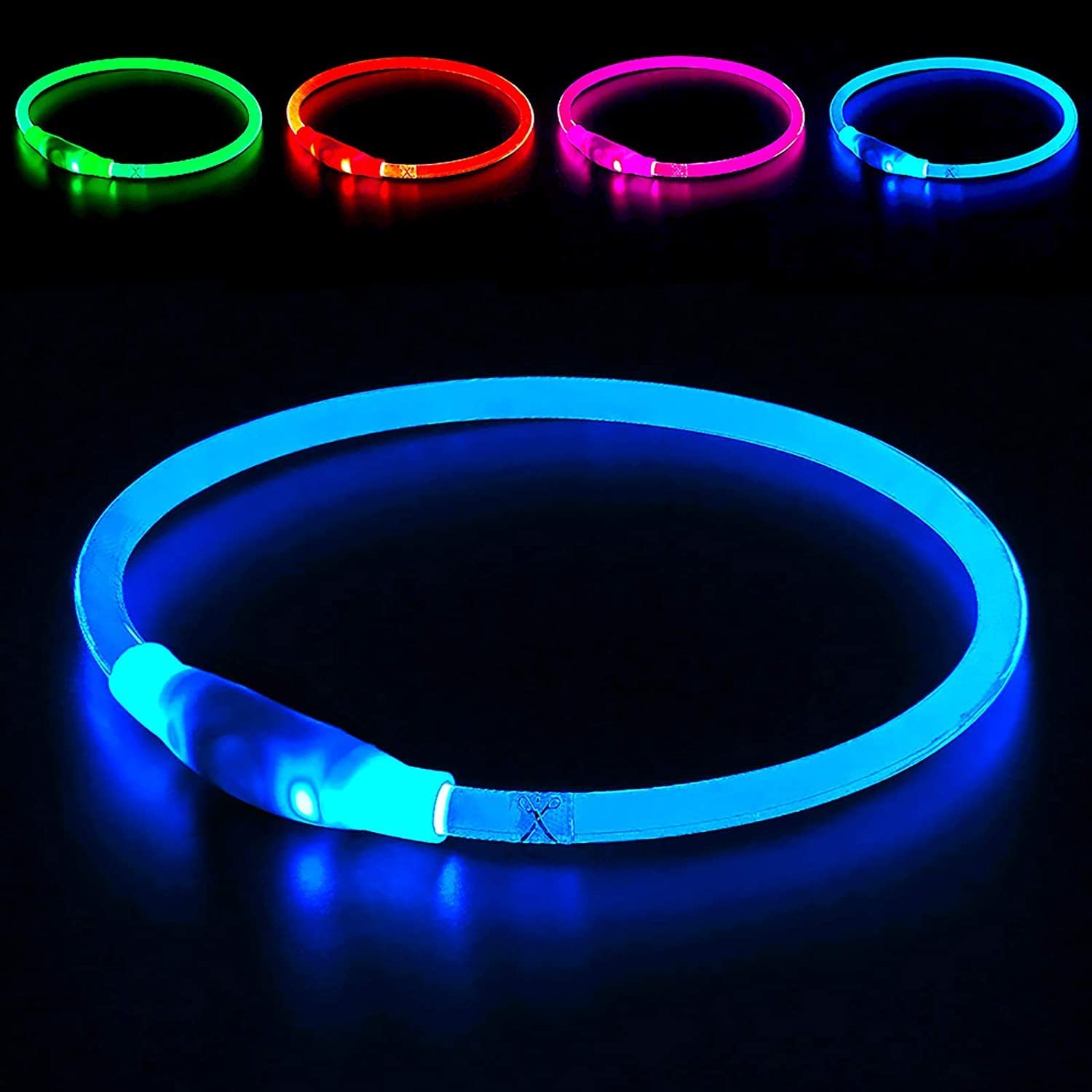 BSEEN LED Dog Collar, USB Rechargeable, Glowing pet Dog Collar for Night Safety-- (LNC)