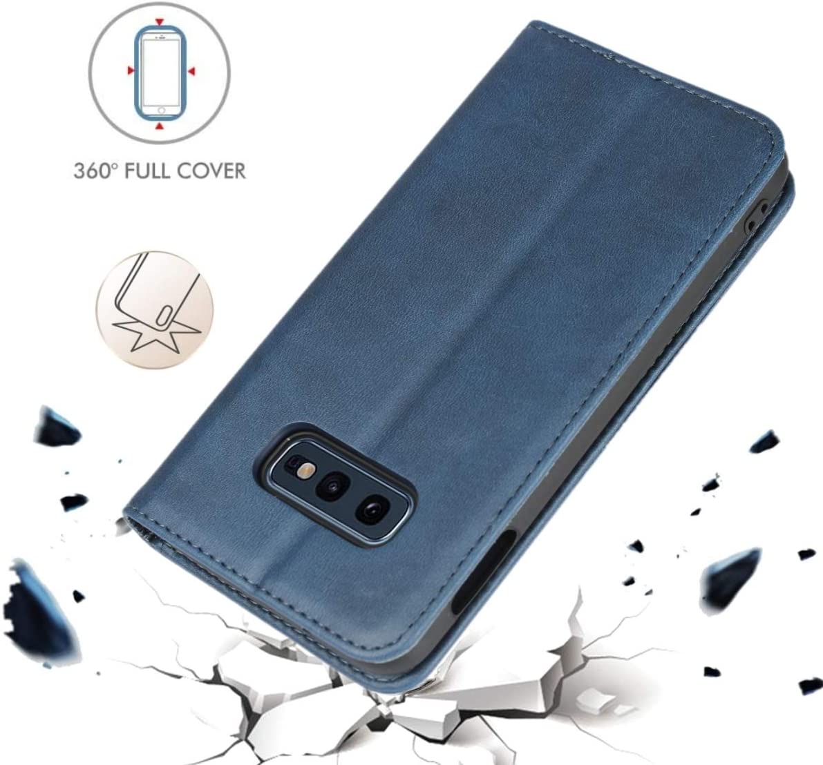Sailortech Premium Leather Case Flip Folio Cover  for Galaxy S10e Case (5.8") Navy Blue - e4cents