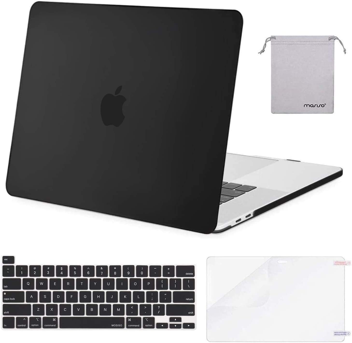 Black-  MacBook Pro 16 inch  2019 - 2020 . Hard case, keyboard and screen protector. - e4cents