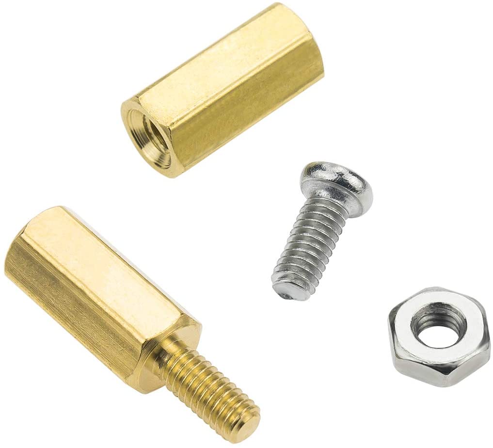 Sutemribor M2.5 Male Female Hex Brass Spacer Standoff Screw Nut Assortment Kit (180Pcs) - e4cents
