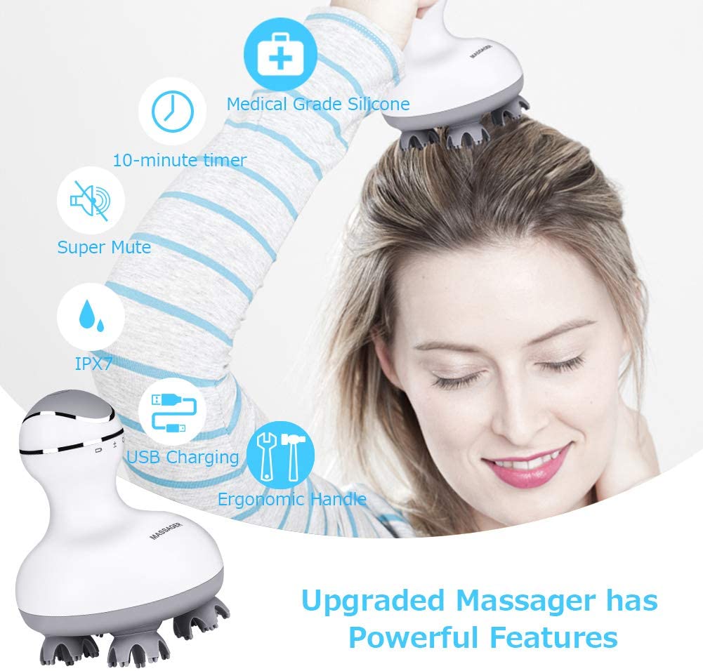 Waterproof Rechargeable Cordless Handheld Electric Scalp Massager - e4cents