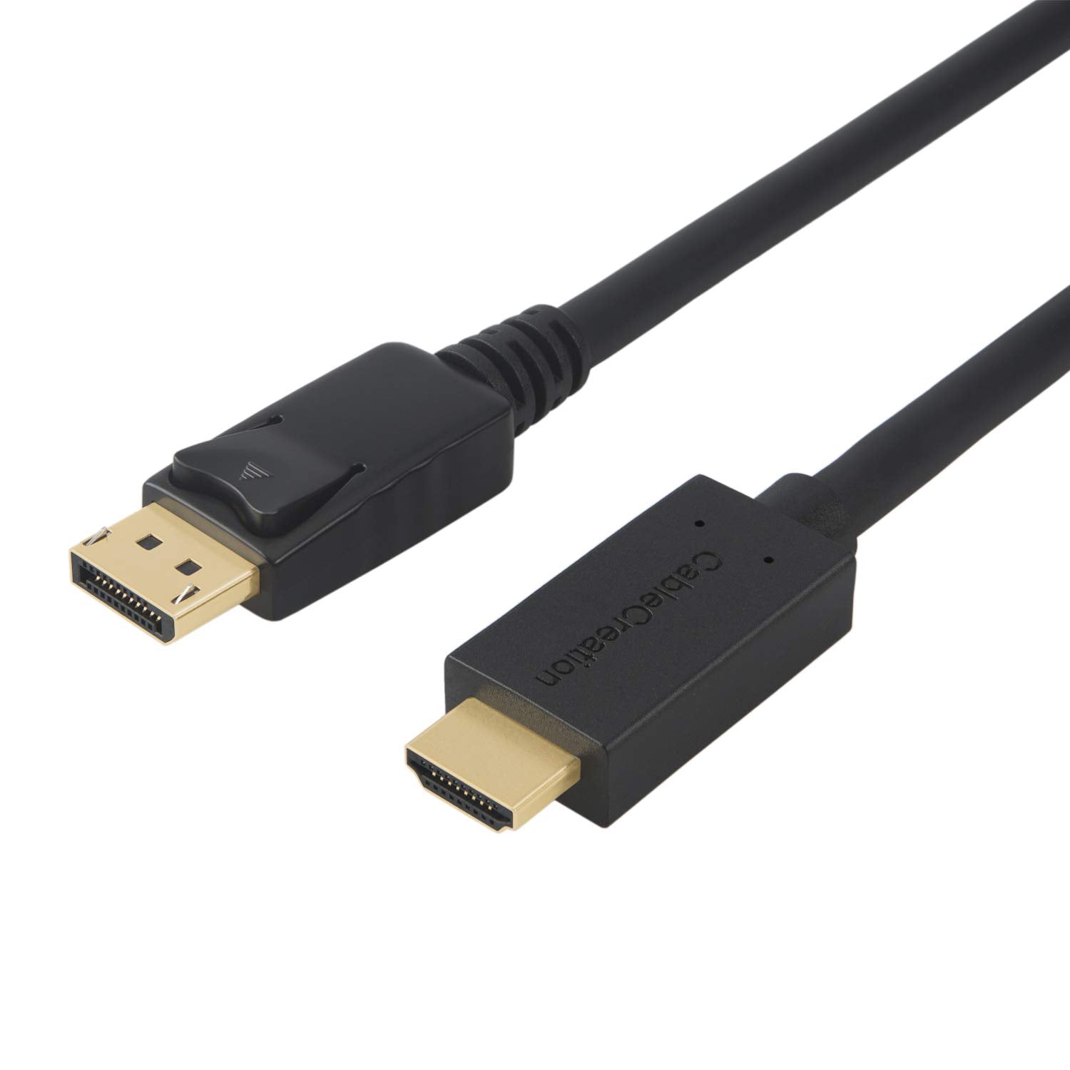 DP to HDMI, CableCreation 6ft/1.8M DP1.2 Gold Plated DisplayPort to HDMI Adapter Male Cable, 4K X 2K & 3D Audio/Video Converter, Black Color - e4cents