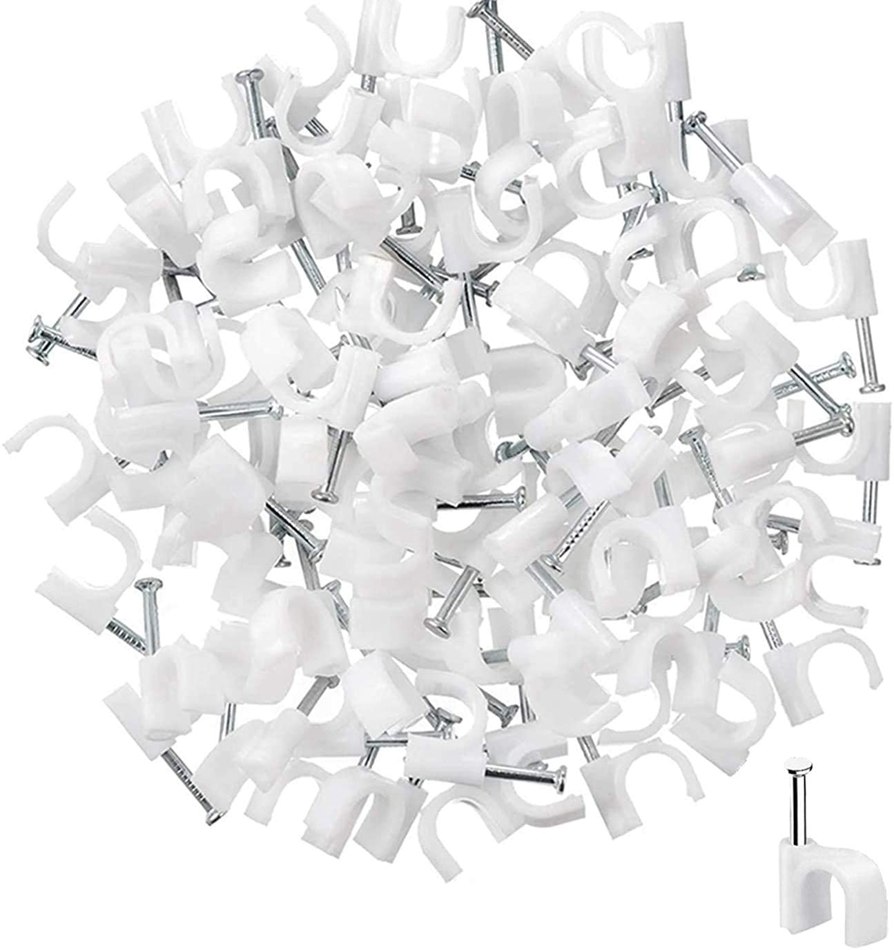 200 PCS Cable Clips, 4mm Nylon Fastener Cable Staples with Steel Nail. - e4cents
