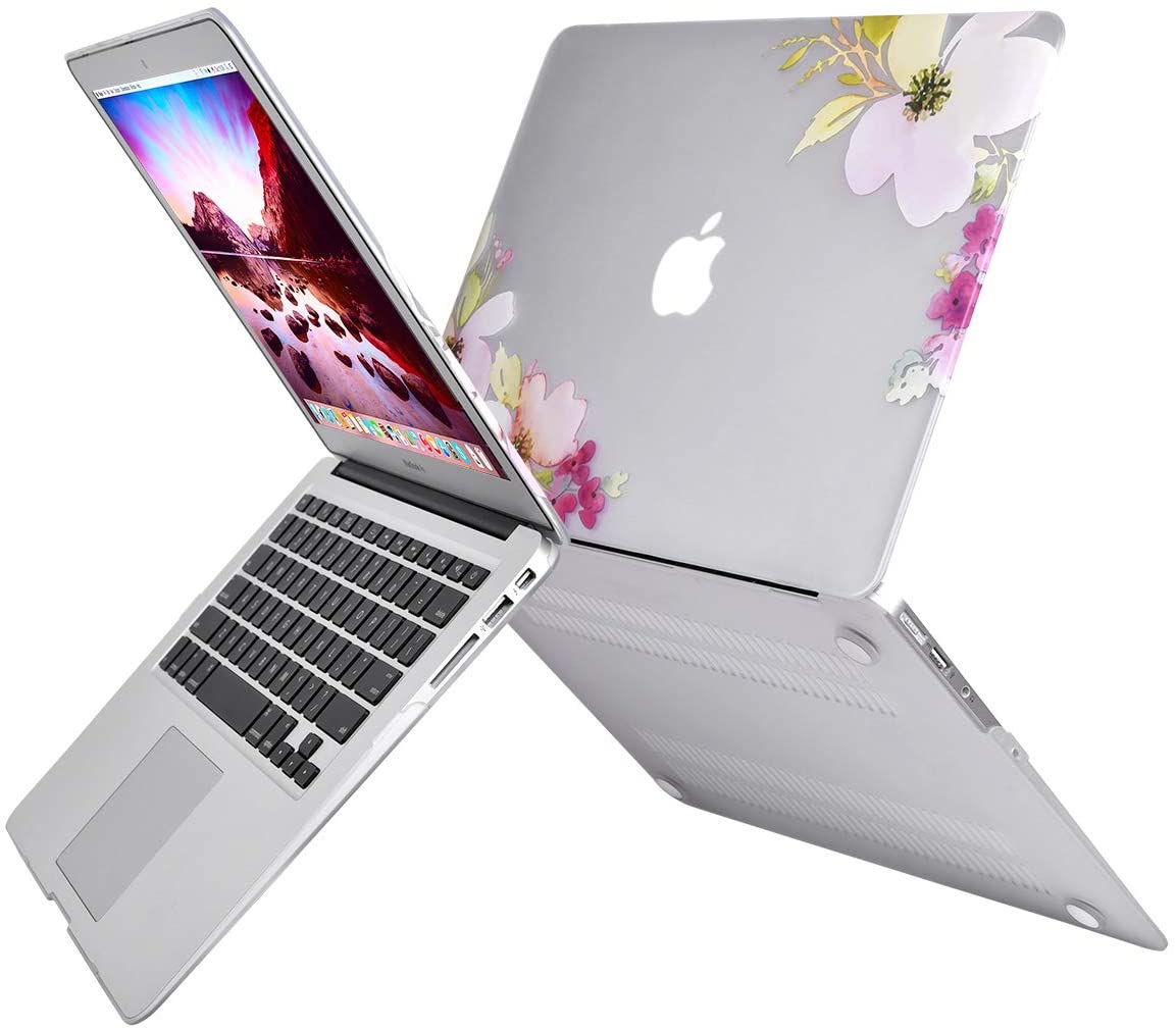 Clear Base Peachblossom  -  MacBook Air 13 inch Case 2018 - 2020 Release. Plastic Pattern Hard Shell & screen protector Only Compatible with MacBook Air 13. - e4cents