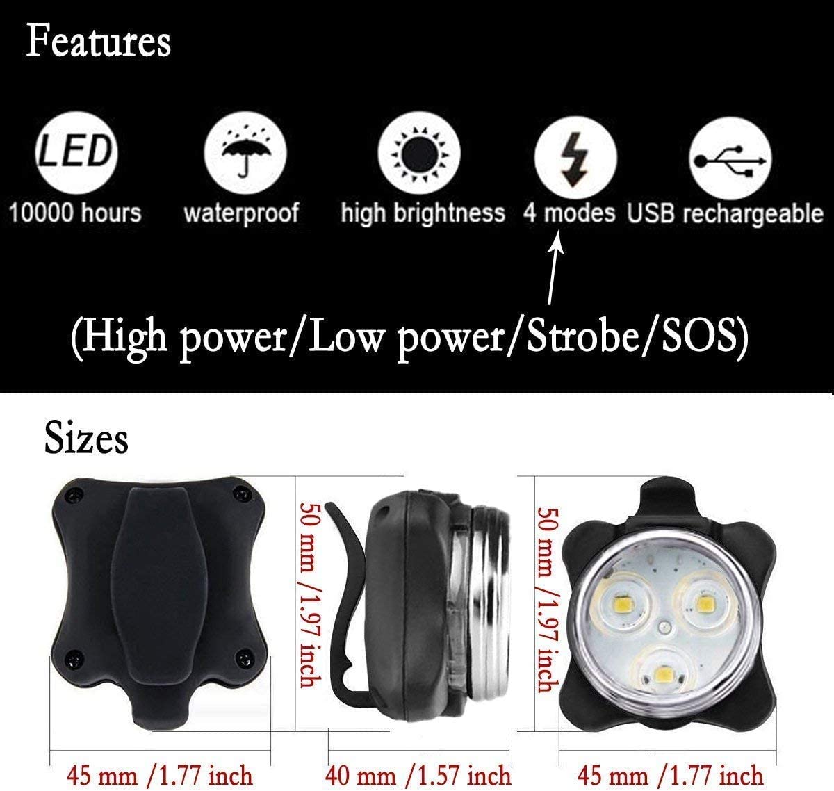 Rechargeable LE Super Bright Bicycle Lights Front and Back (LNC)