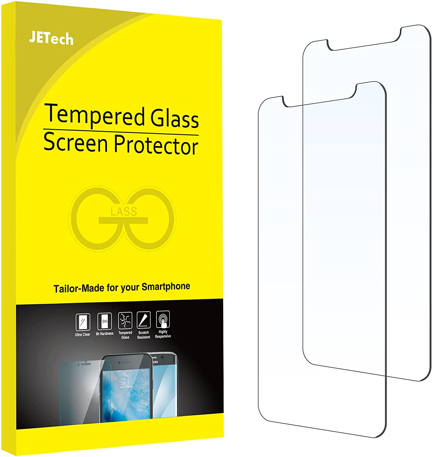 JETech Screen Protector for iPhone 11 Pro, iPhone Xs, iPhone X, 5.8-Inch, Tempered Glass Film, 2-Pack - e4cents