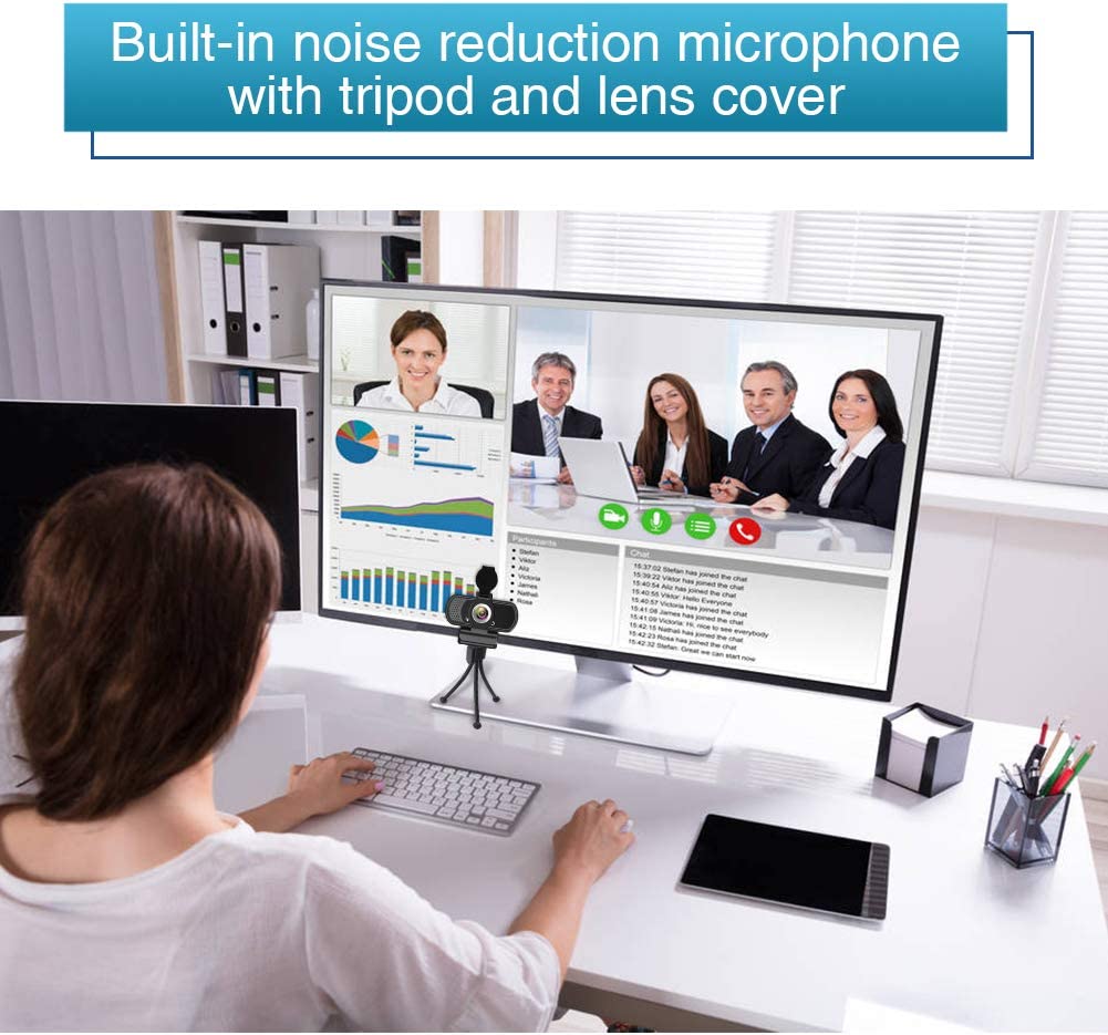 Webcam with Microphone, USB Desktop Laptop Camera with 110 Degree (LNC)