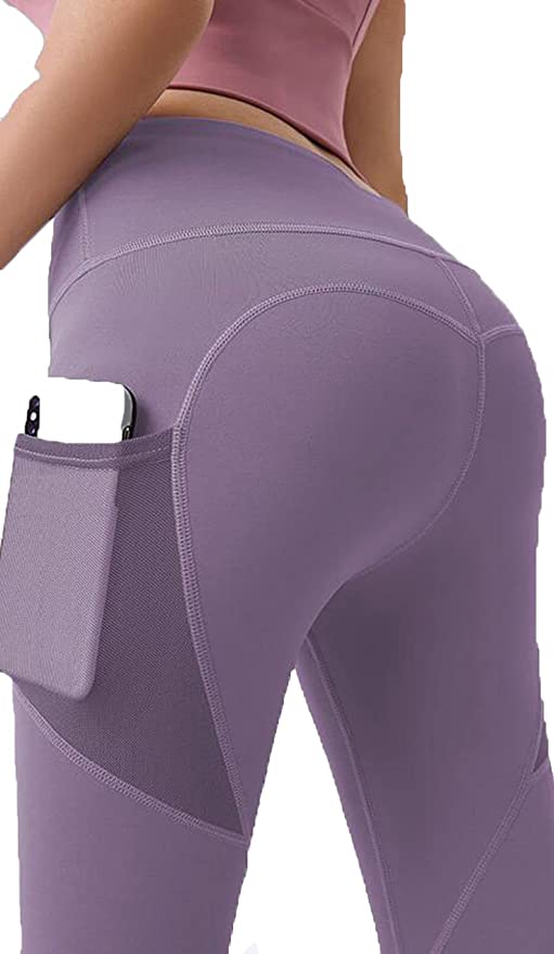 High Waist Yoga Pants - Yoga Pants with Pockets Tummy Control (L-size) - e4cents