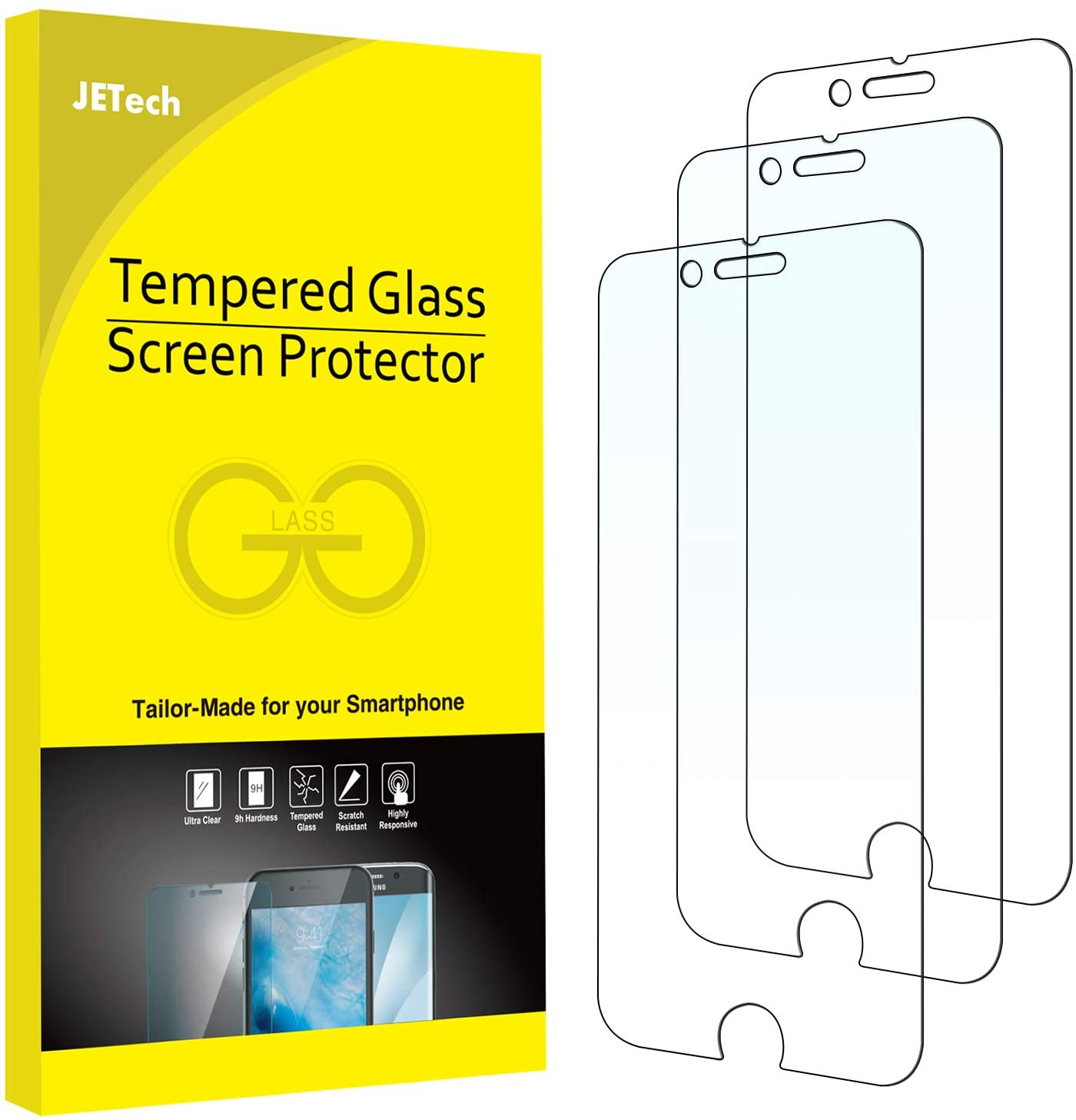 JETech 3-Pack Screen Protector for iPhone 8 Plus, iPhone 7 Plus, iPhone 6s Plus and iPhone 6 Plus, Tempered Glass Film, 5.5-Inch - e4cents