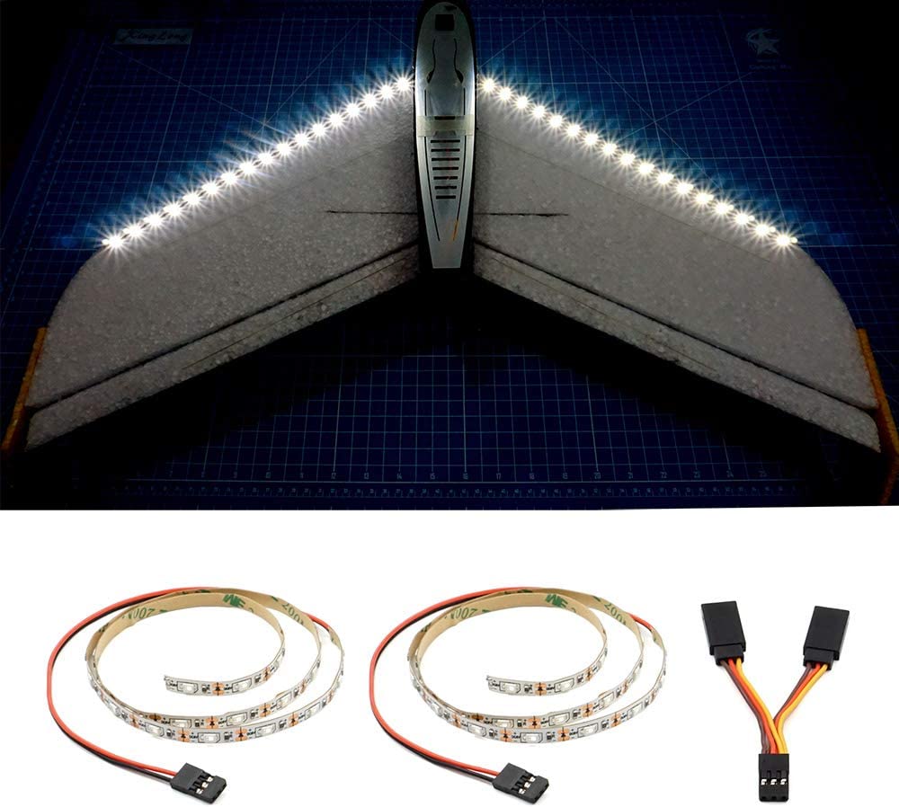 elechawk LED Light Strip for RC Fixed Wing Airplane Flying Wing Plane AR Wing Drone Model Car Truck (White)