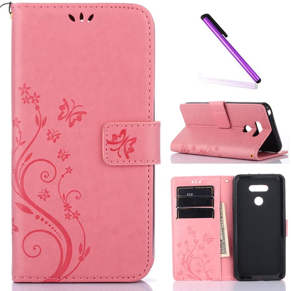 LG G6 Case, LEECOCO Embossed Butterfly Floral Case with Card Slots Shockproof - e4cents