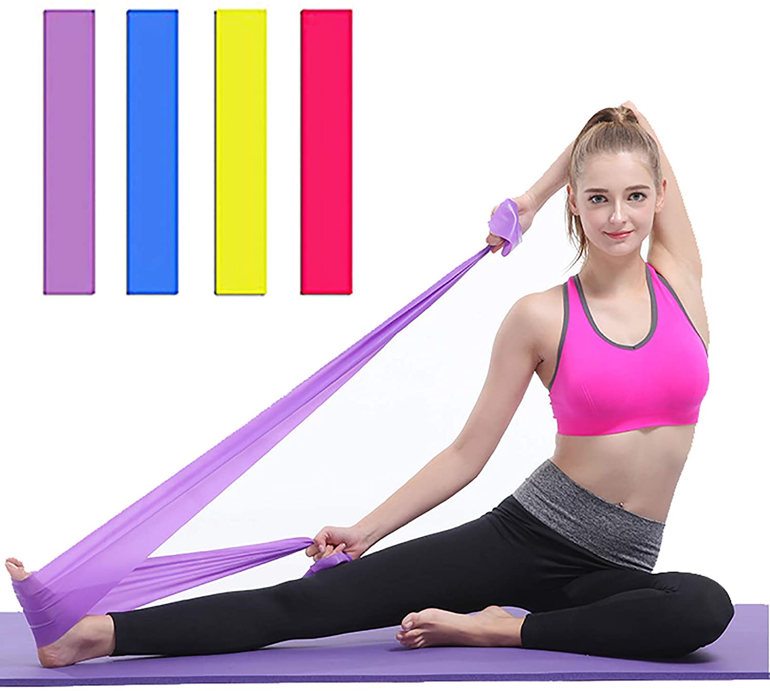 Resistance Bands Set,4 Pack Latex Exercise Bands,Carrying Pouch for Home Workout for Full Body Exercise - Fitness,Yoga,Pilates,Physical Therapy - e4cents