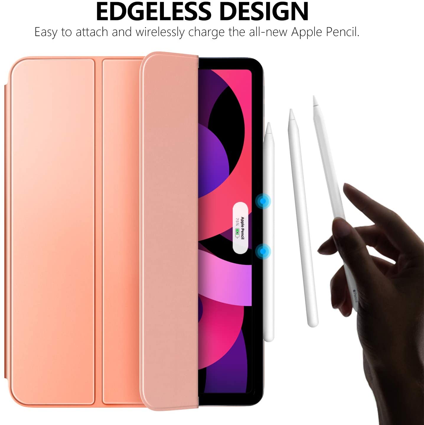 MoKo Magnetic Case Fit New iPad Air 4th Generation 2020 (iPad 10.9 Case)/iPad Pro 11" 2018 - Slim Lightweight Smart Folding Stand Folio Cover - ROSE GOLD - e4cents