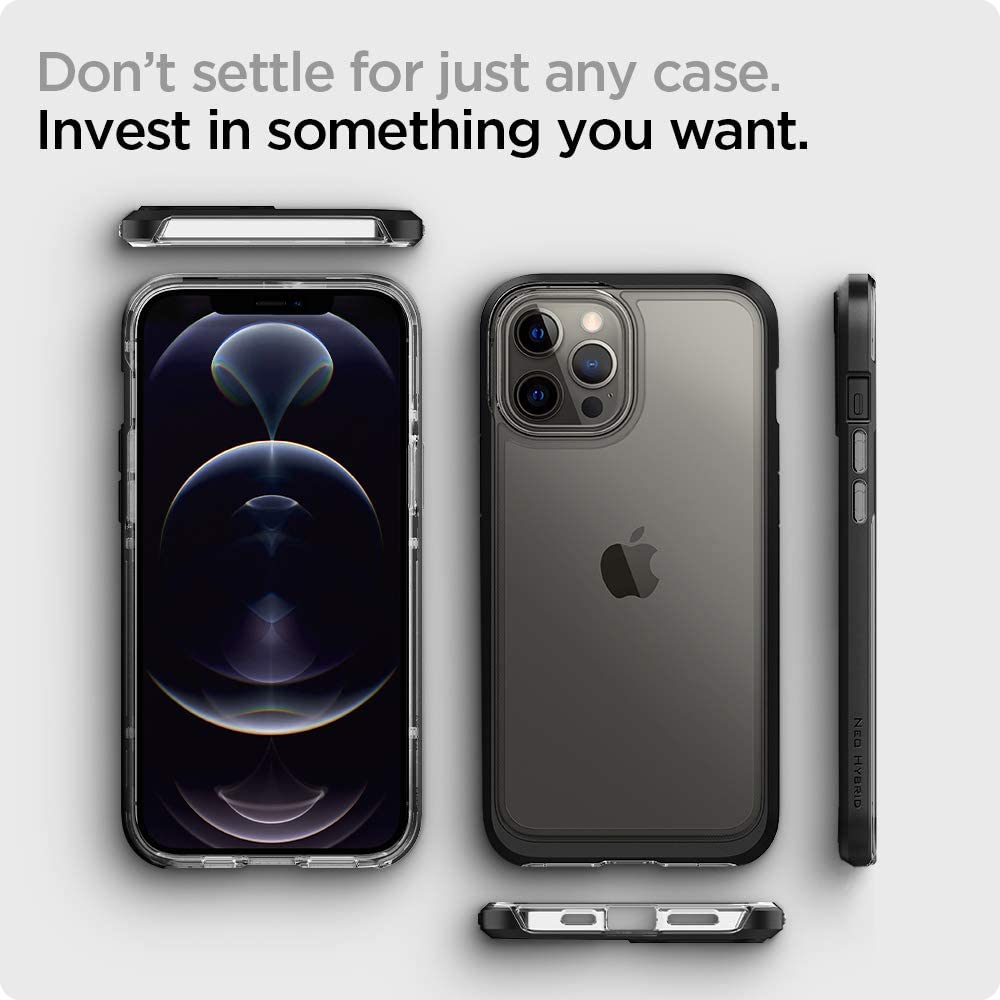Spigen Neo Hybrid Crystal Designed for iPhone 12 Pro Max Case (2020) - Black / Navy - e4cents