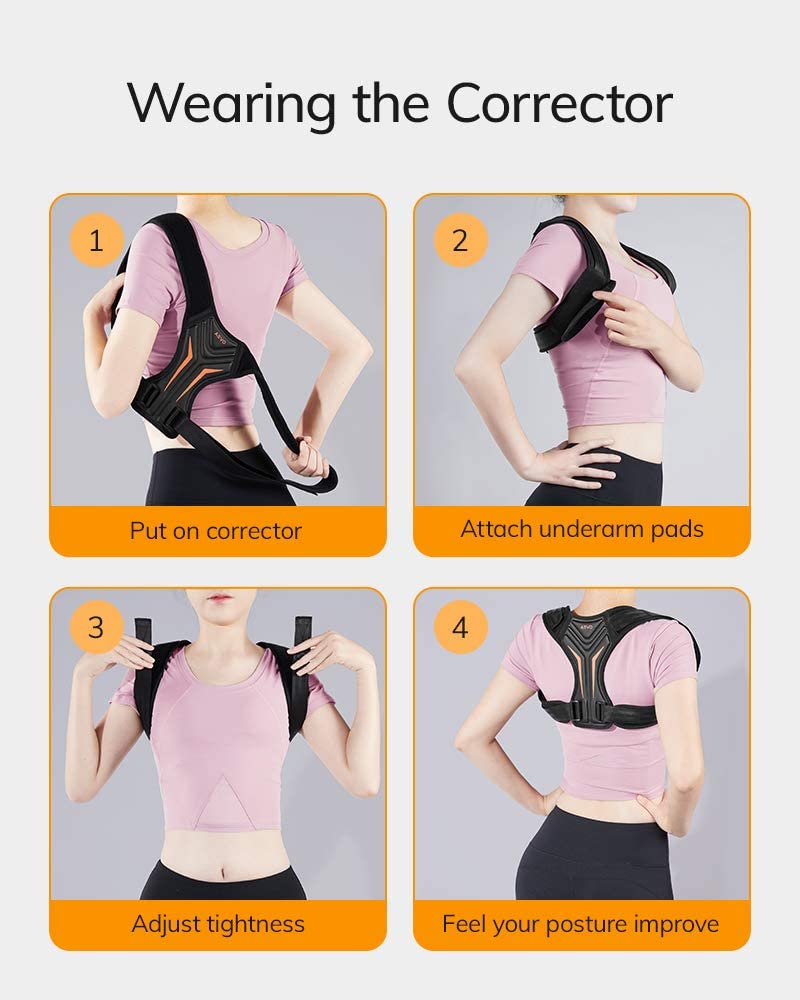 AEVO Compact Posture Corrector for Men and Women, Adjustable Upper Back Brace (L) - e4cents
