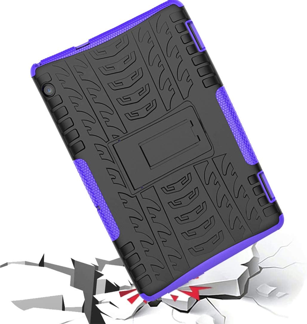 Luffytops Huawei MediaPad T5 Case, Rugged Armor Case with Resilient Shock Absorption and Stand Design for Huawei MediaPad T5 (10.1") - Purple - e4cents