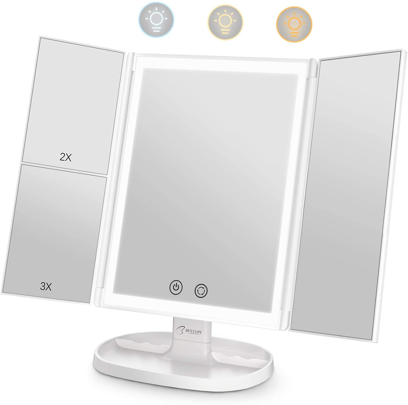 BESTOPE Makeup Mirror Vanity Mirror with 3 Color Lighting Modes - e4cents