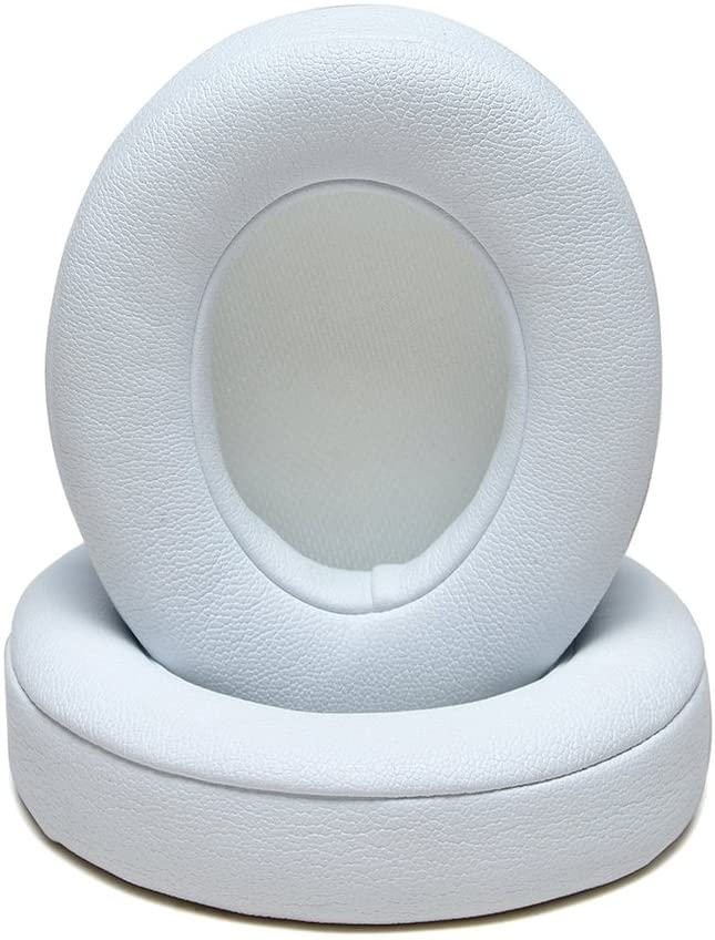 MMOBIEL Ear Pads Cushions Compatible Beats by Dr. Dre Solo 2 / 3 Wireless Headphones Memory Foam Protein Leather (White).