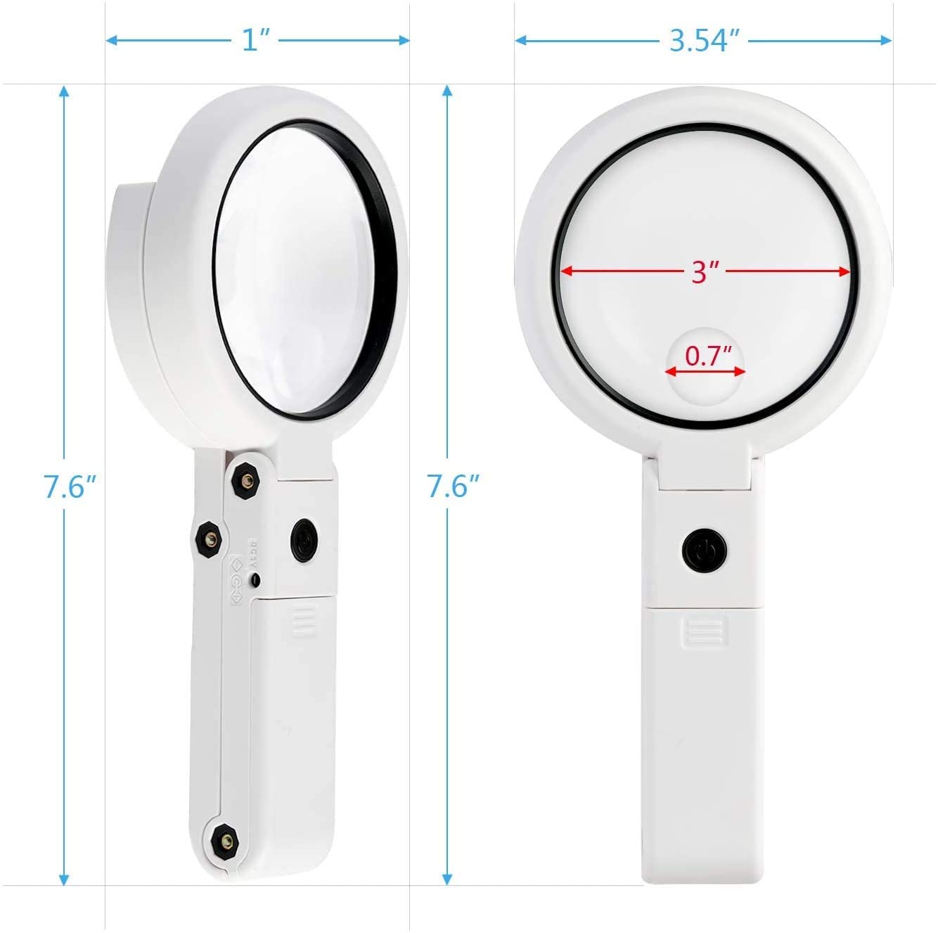 Handheld Magnifier Illuminated Desktop Magnifying Glass with 8 LED Lights.