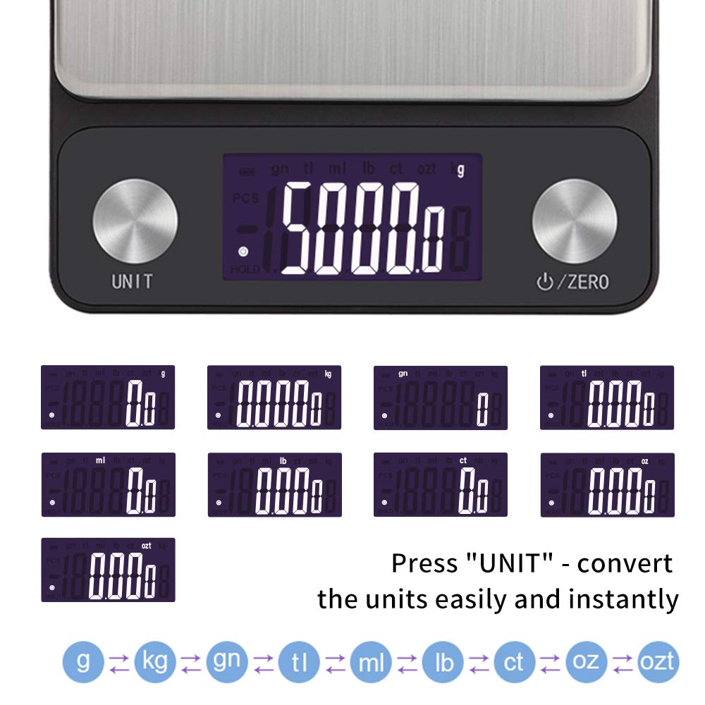 Rechargeable Digital Kitchen Scale NEXT-SHINE 5kg x 0.1 Gram - e4cents
