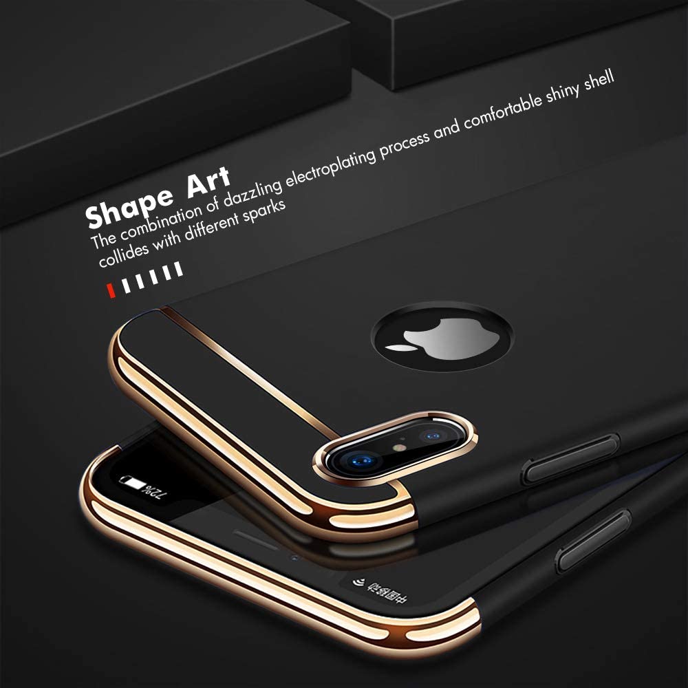 iPhone X/XS Case with Electroplate Frame (5.8'') - Black - e4cents