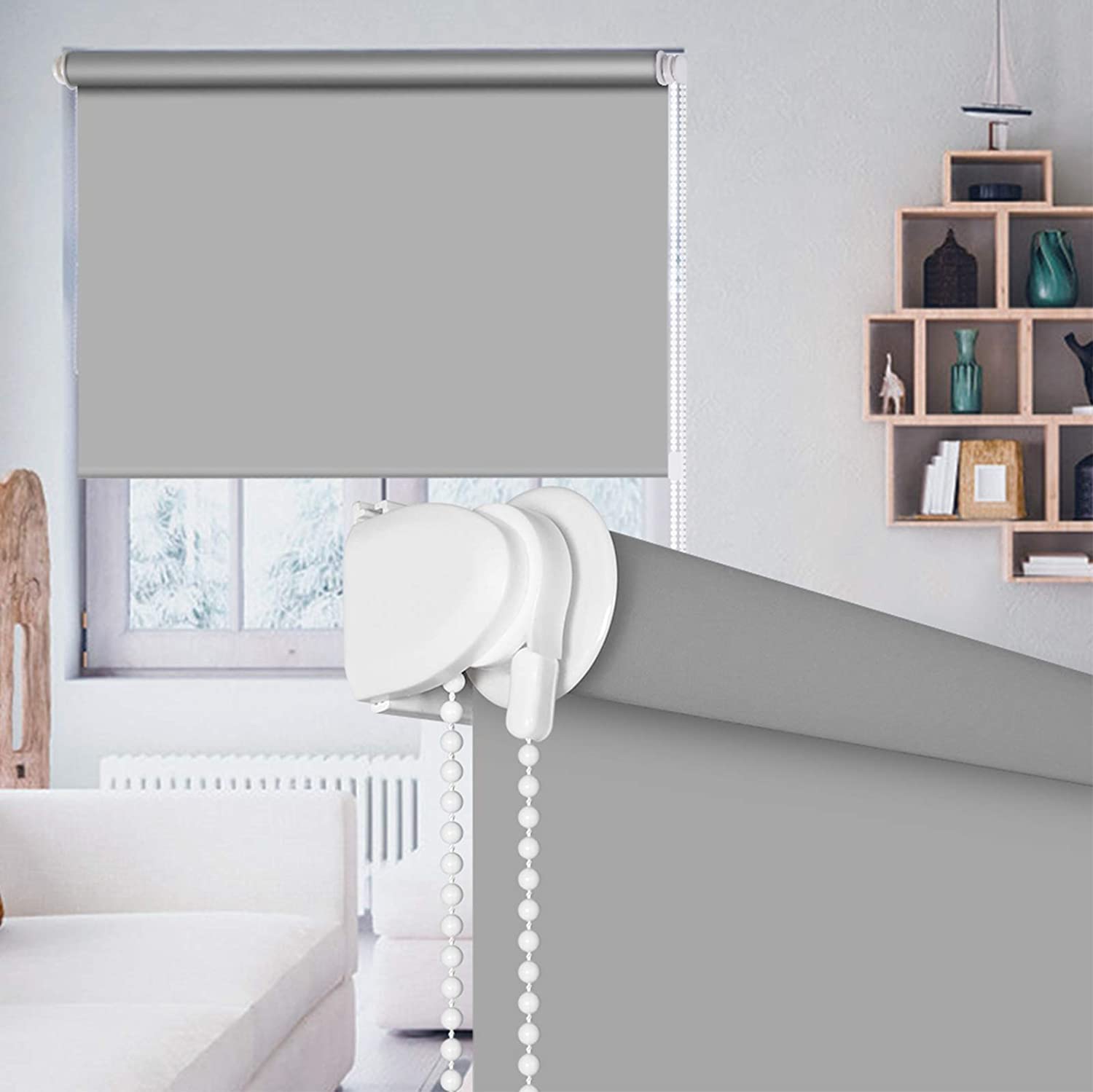 Blackout Waterproof Fabric Window Roller Shades Blind. - GREY - e4cents